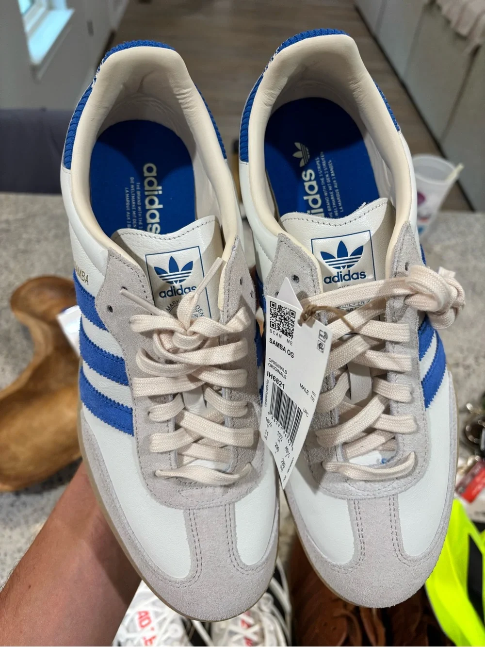 Adidas Samba OG ‘Cloud White / Blue Knit’ Men’s Size 11 Low-Top Sneakers IH6821